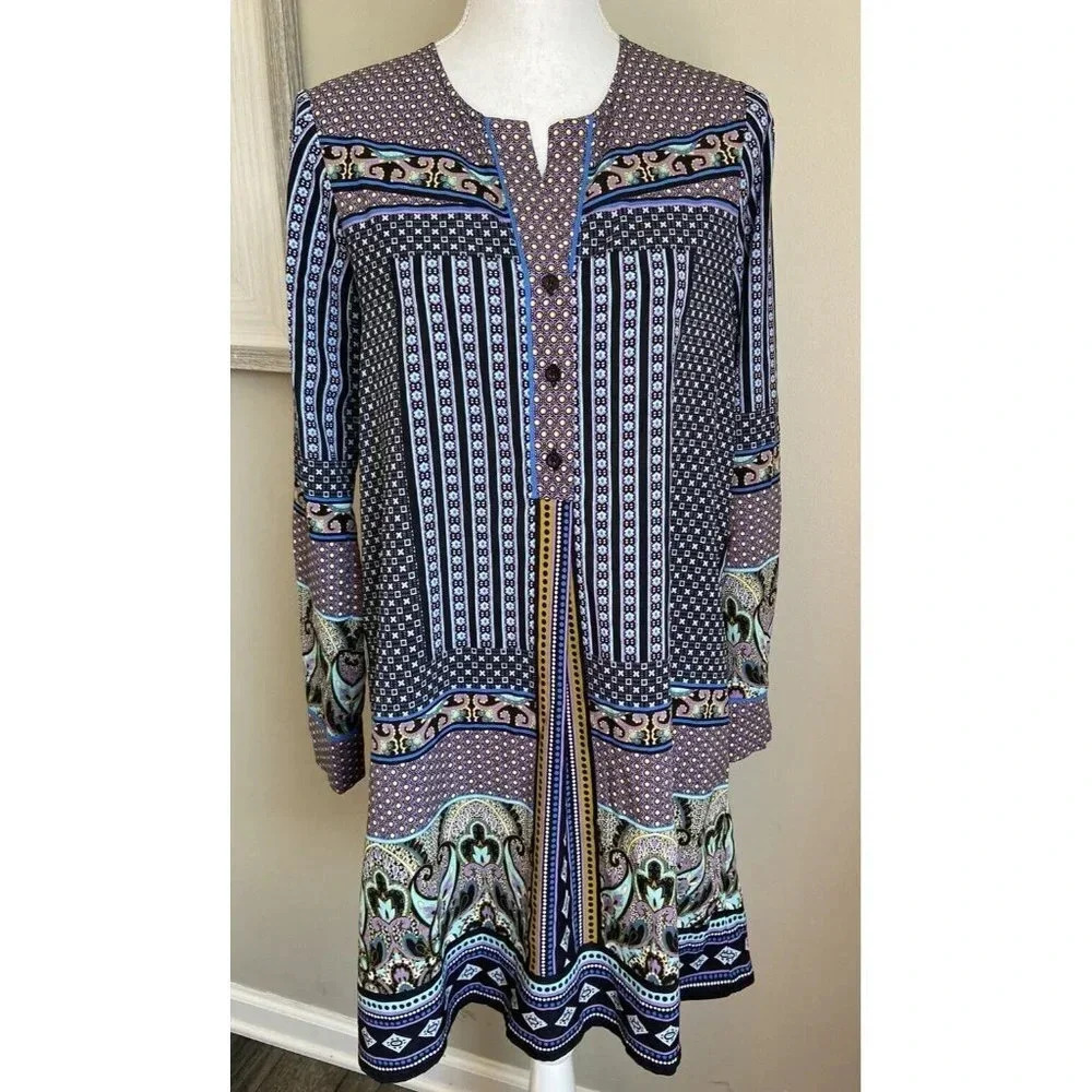 Hale Bob Dress Black Blue Purple Small S